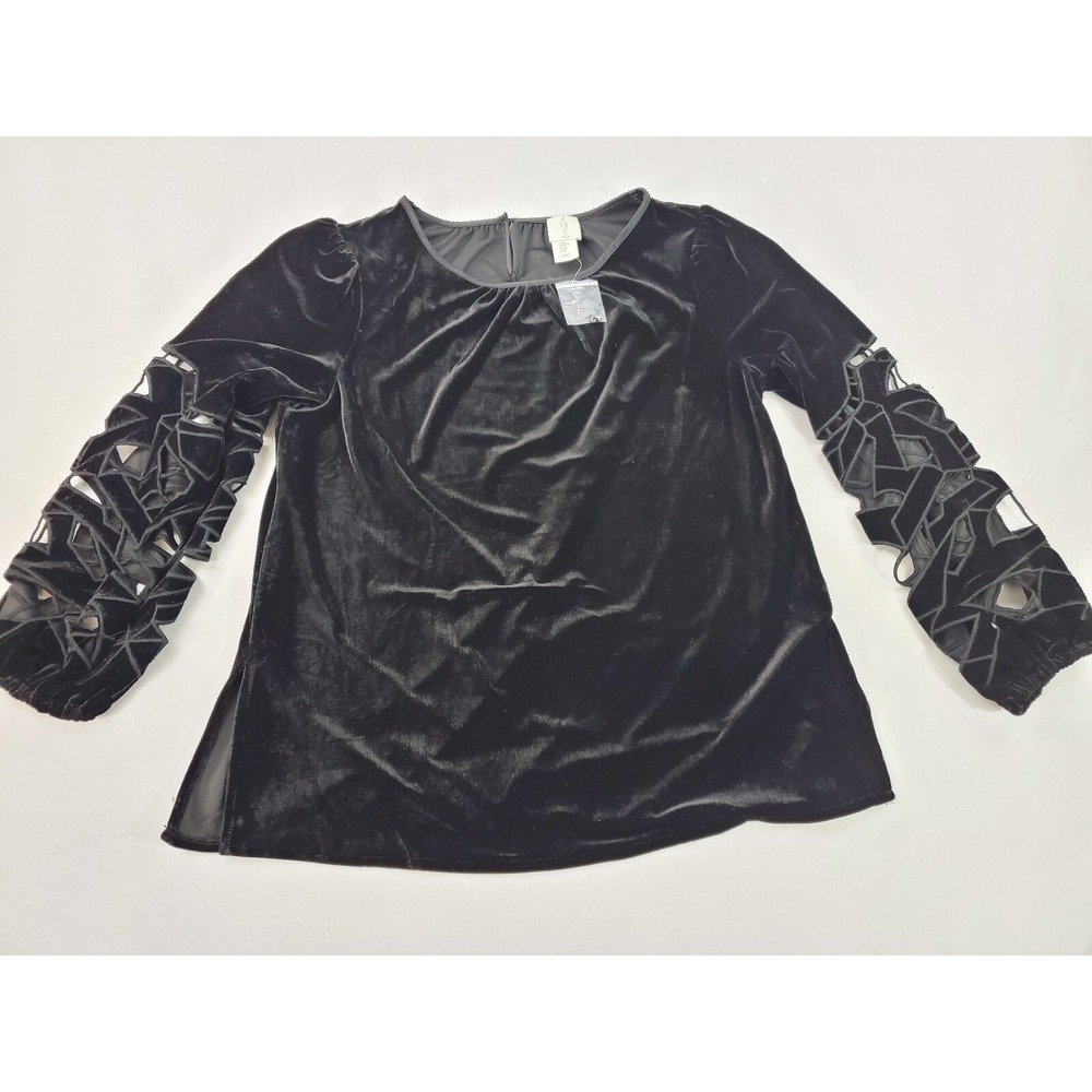 Joie women blouse top black polyester spandex sz M $198